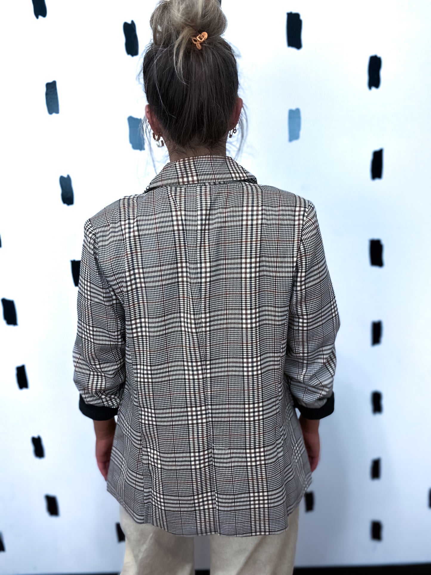 Brown Plaid Relaxed Fit Blazer