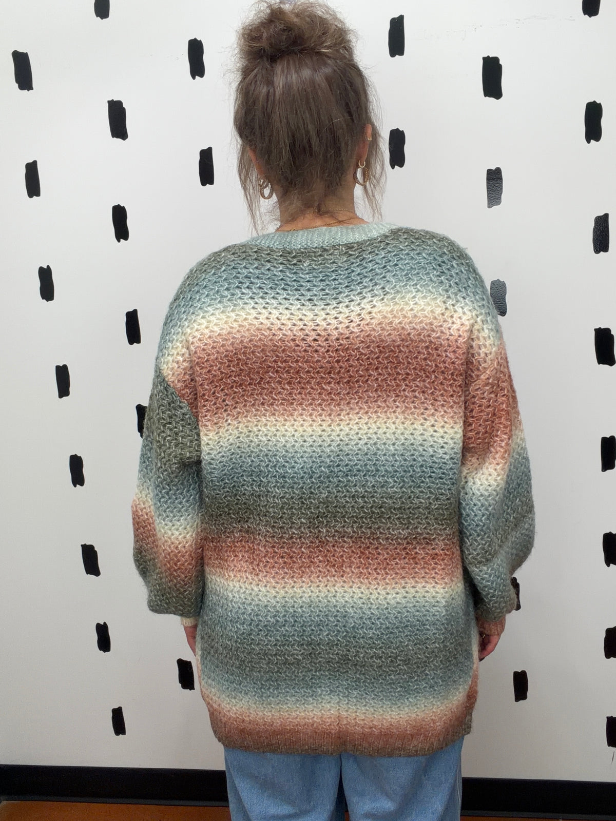 Teal Boho Ombre Open-Front Cardigan