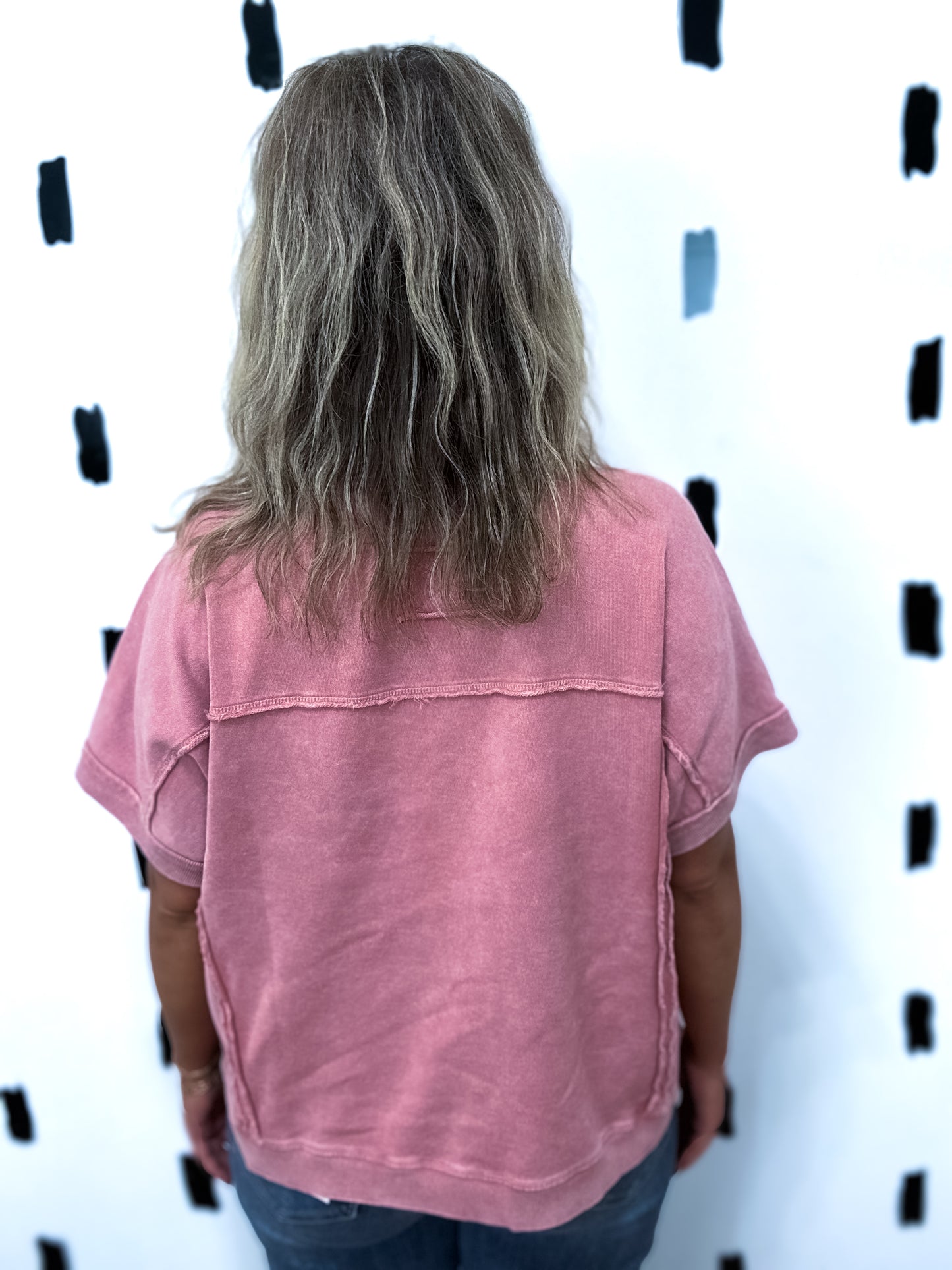 Antique Pink Crew Neck Short Sleeve Top