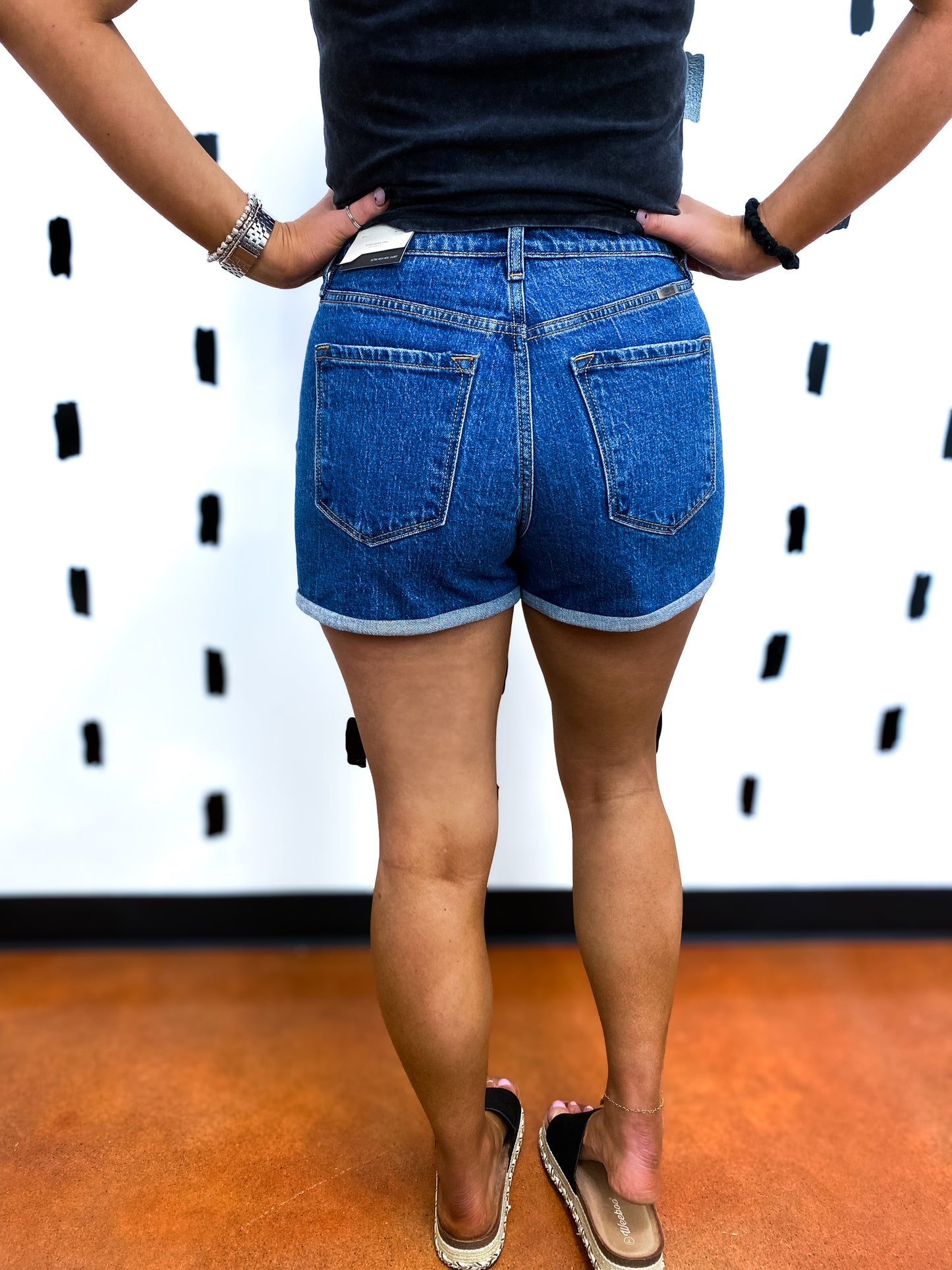 Dark Wash High Rise Denim Short