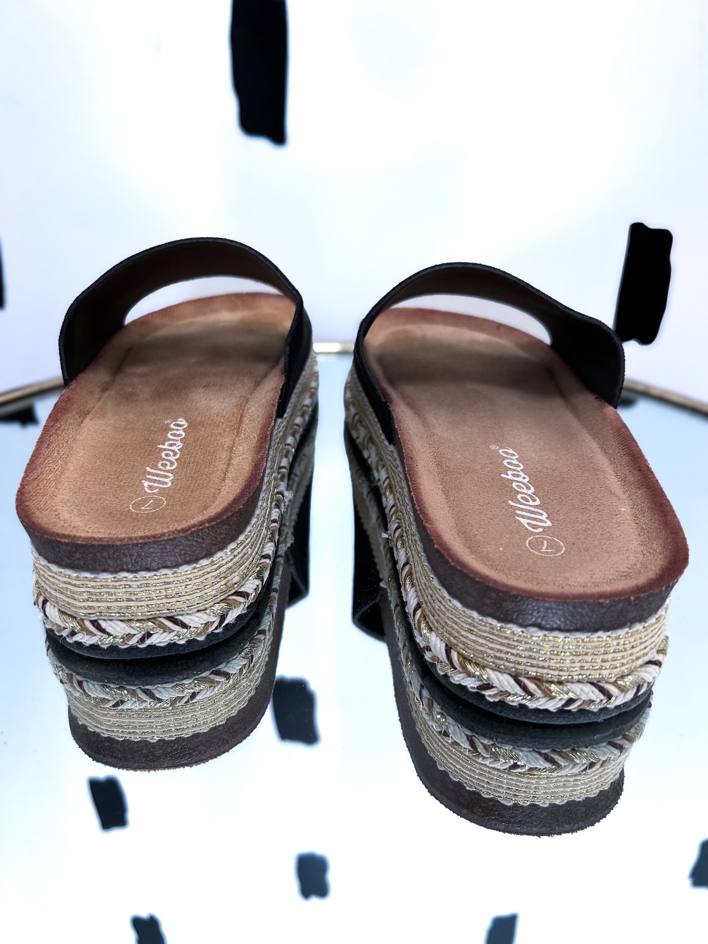 Black Braid Wrapped Platform Sandal