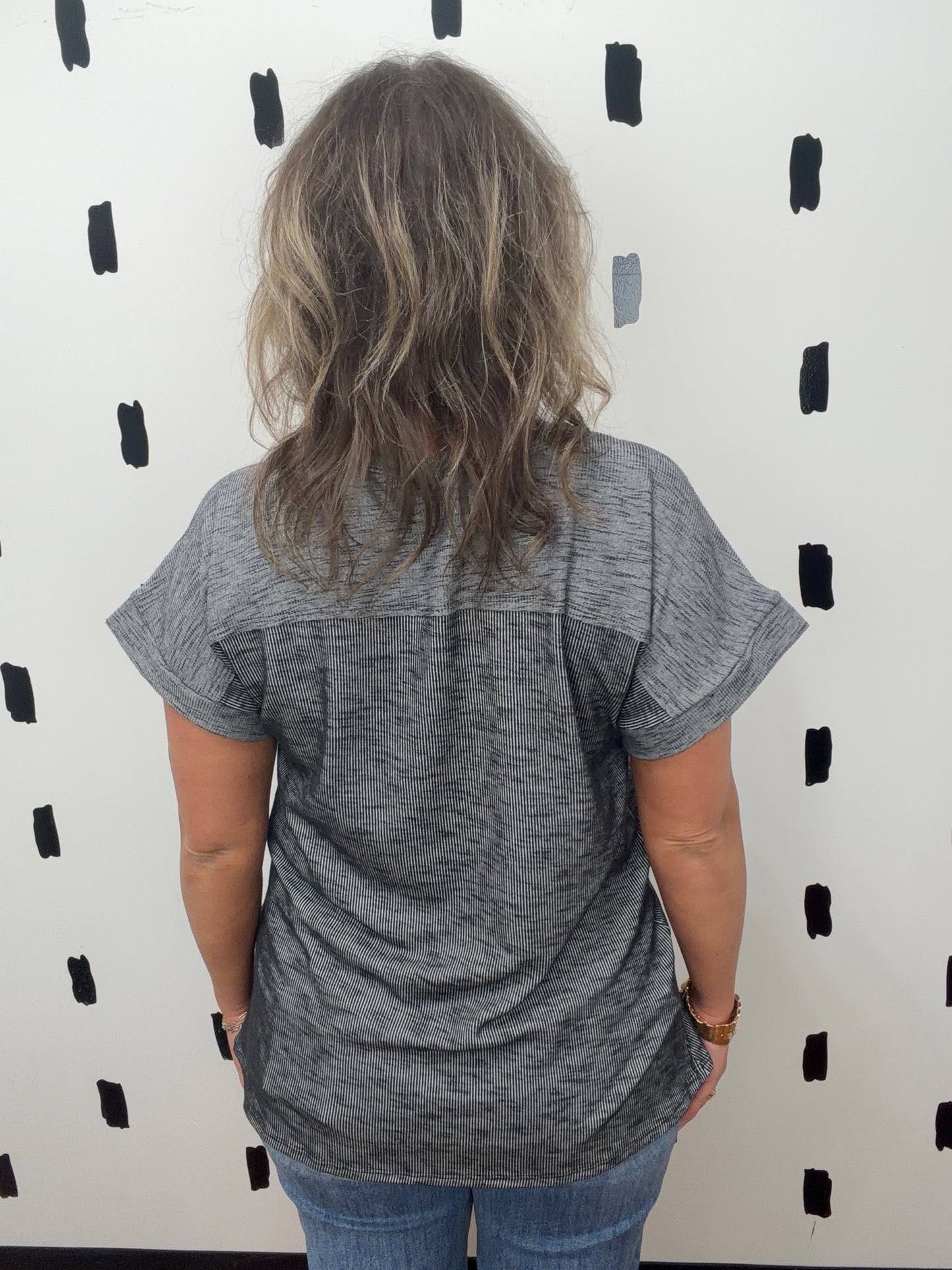 Charcoal Solid Short Sleeve Top