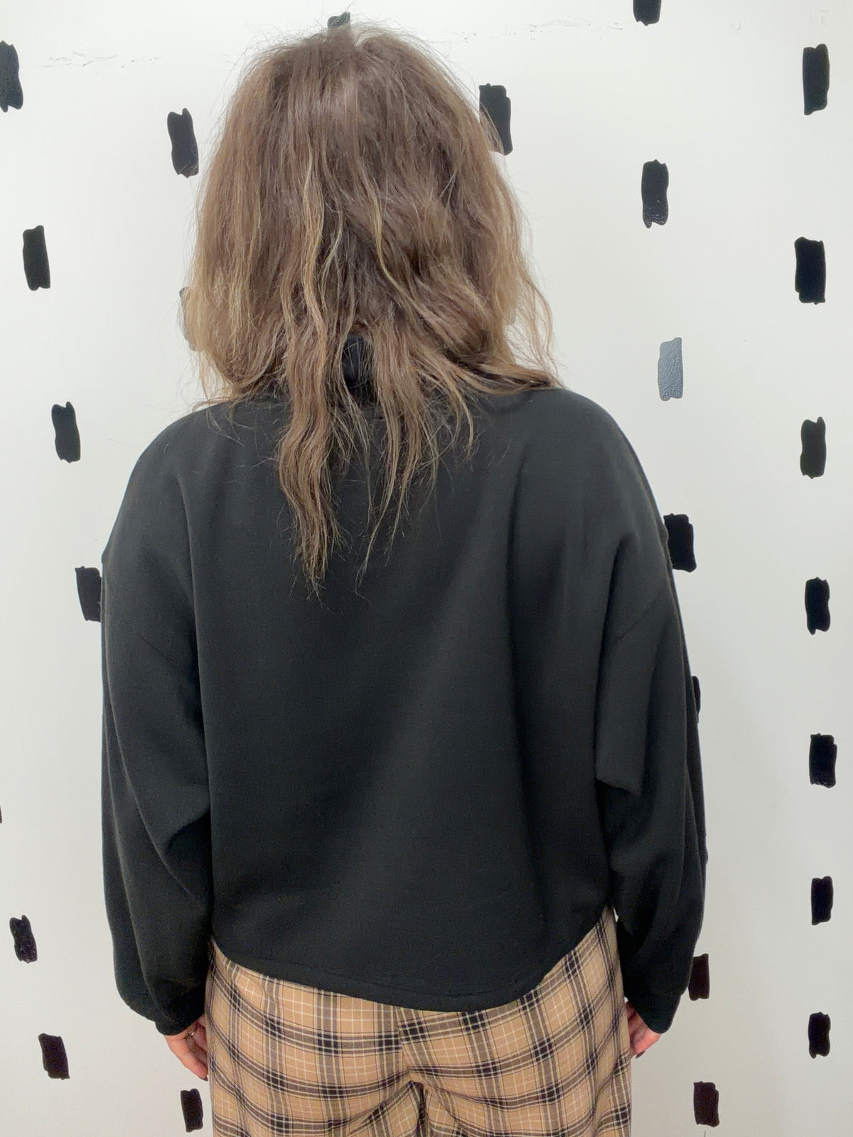 Black Long Sleeve Ribbed Mock Neck Top