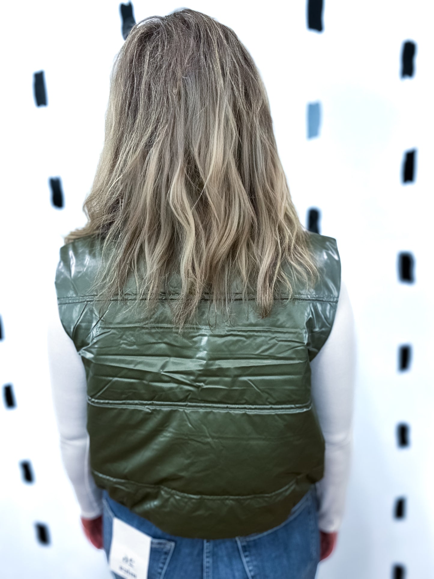 Olive High Neck Zip Vest