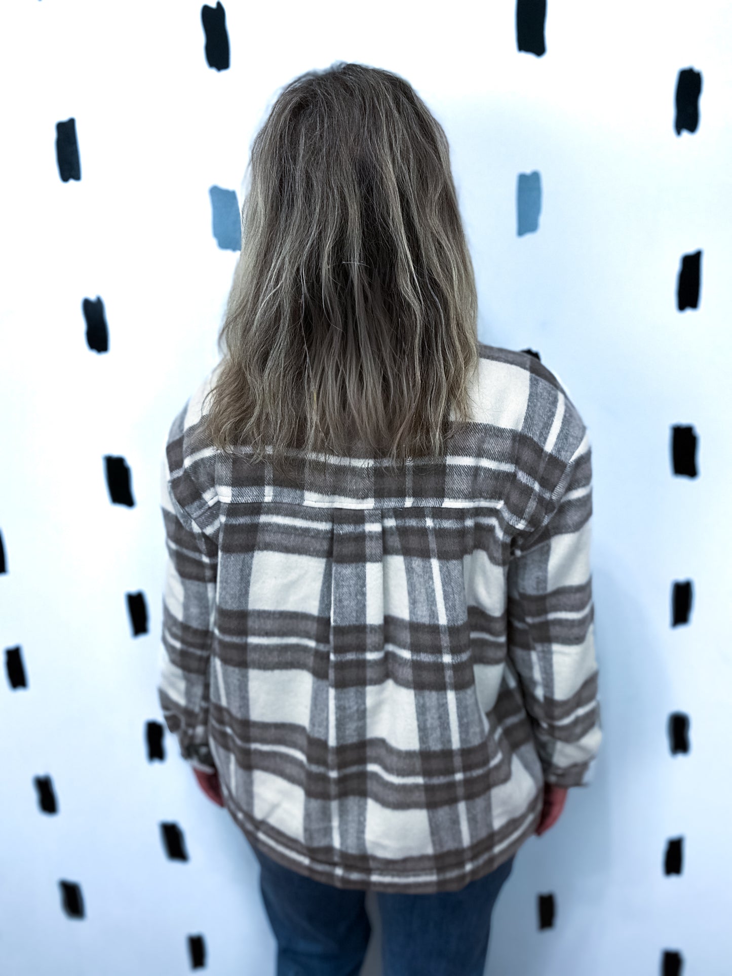 Taupe/Brown Faux Fur Brushed Plaid Jacket