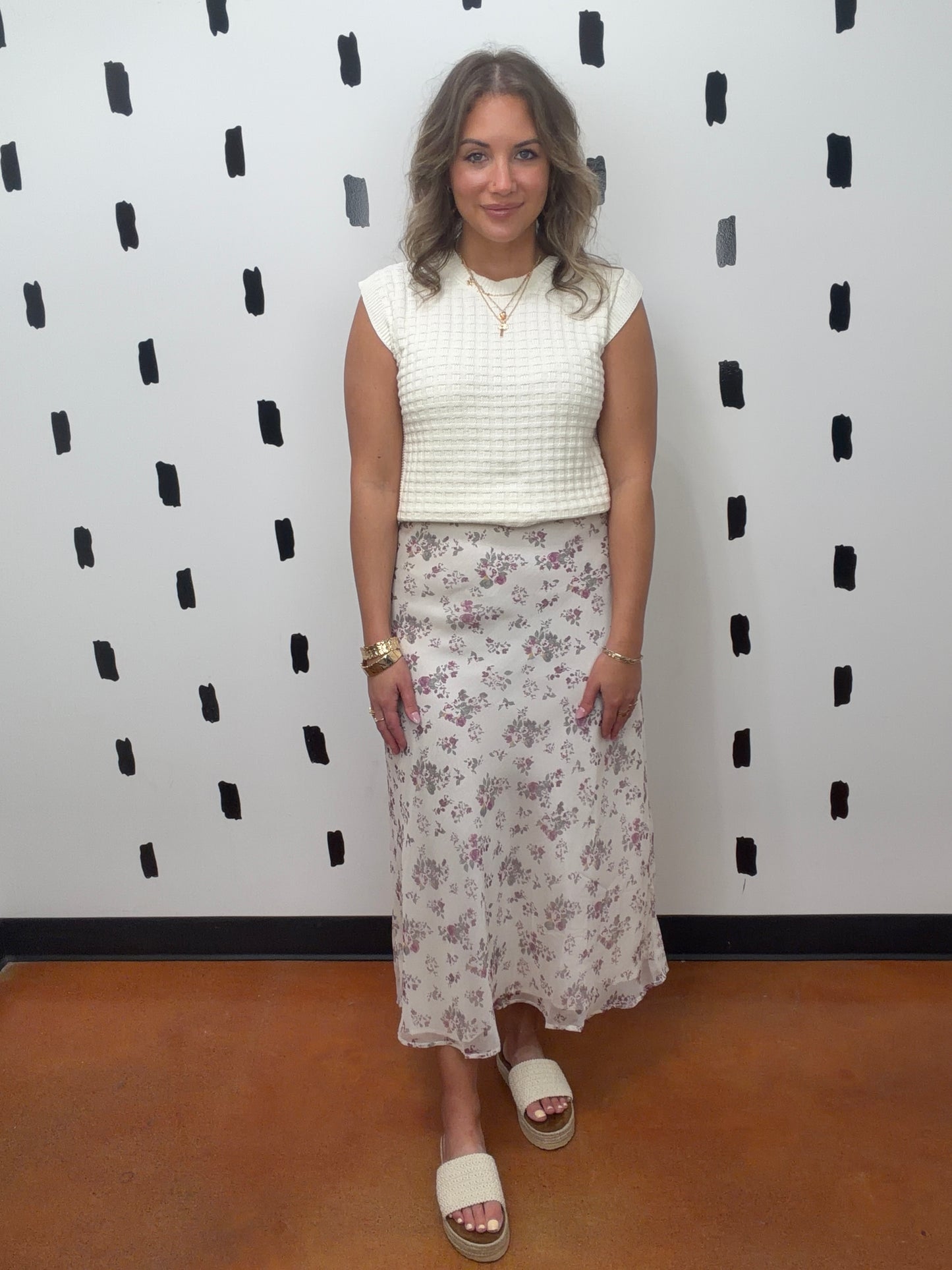 Rose Wine Floral Print Skirt