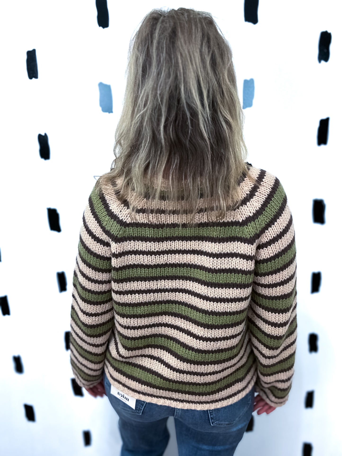 Olive Multi Stripe Kangaroo Pocket Sweater