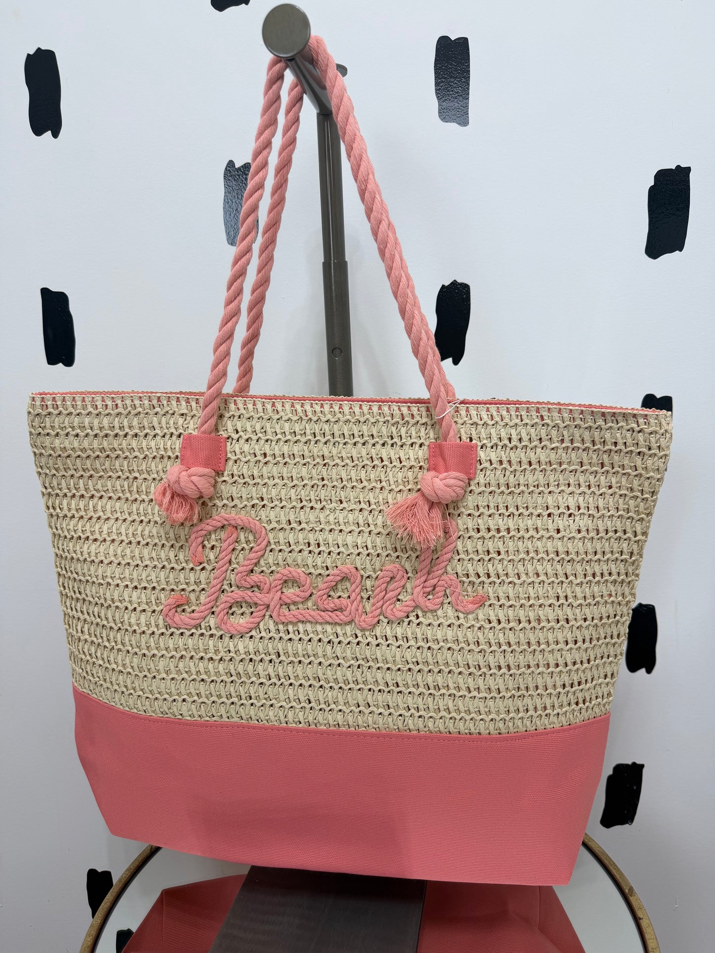 Peach Braided Tote Bag