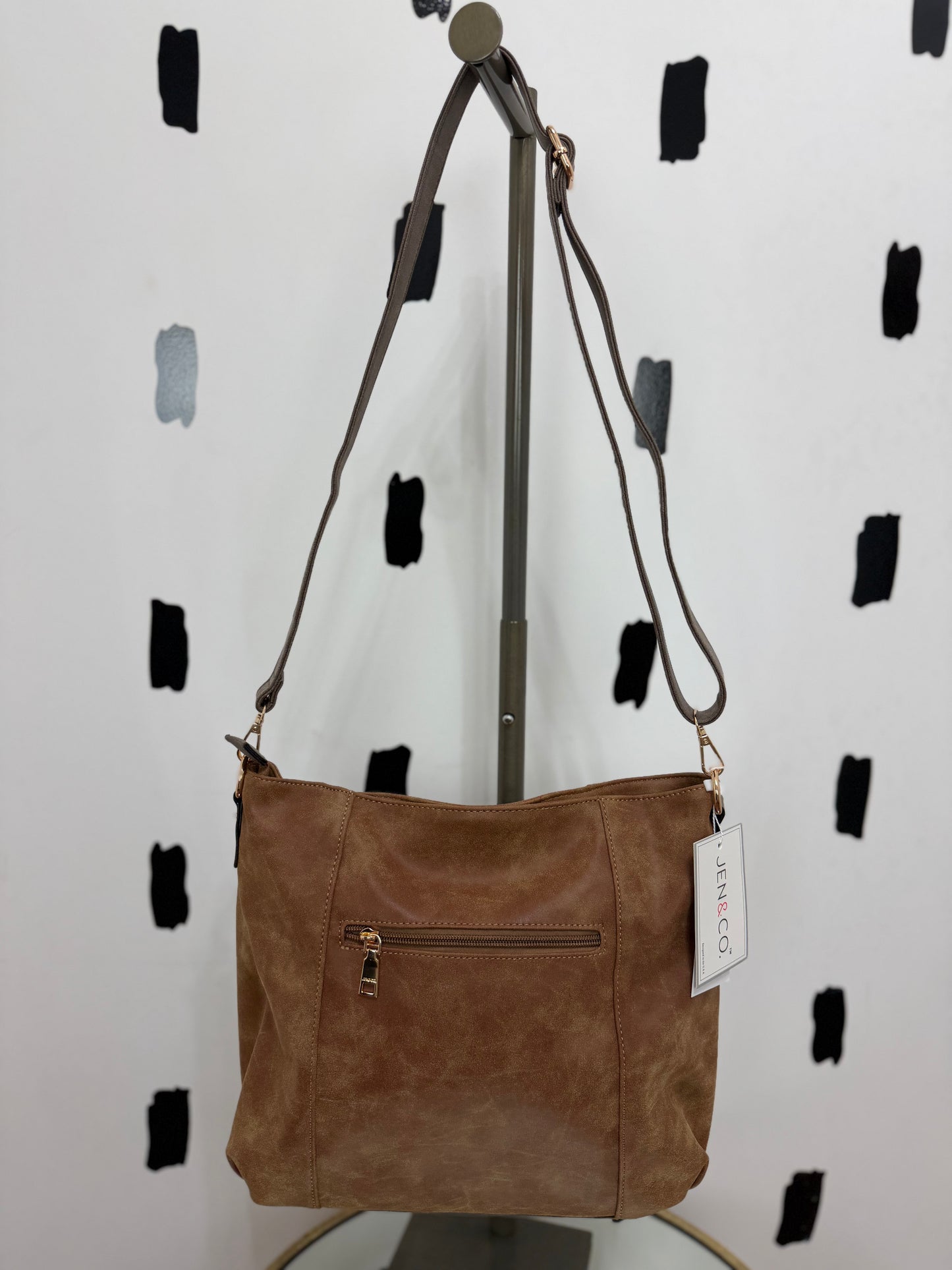 Tan/Grey Two Zipper Bag