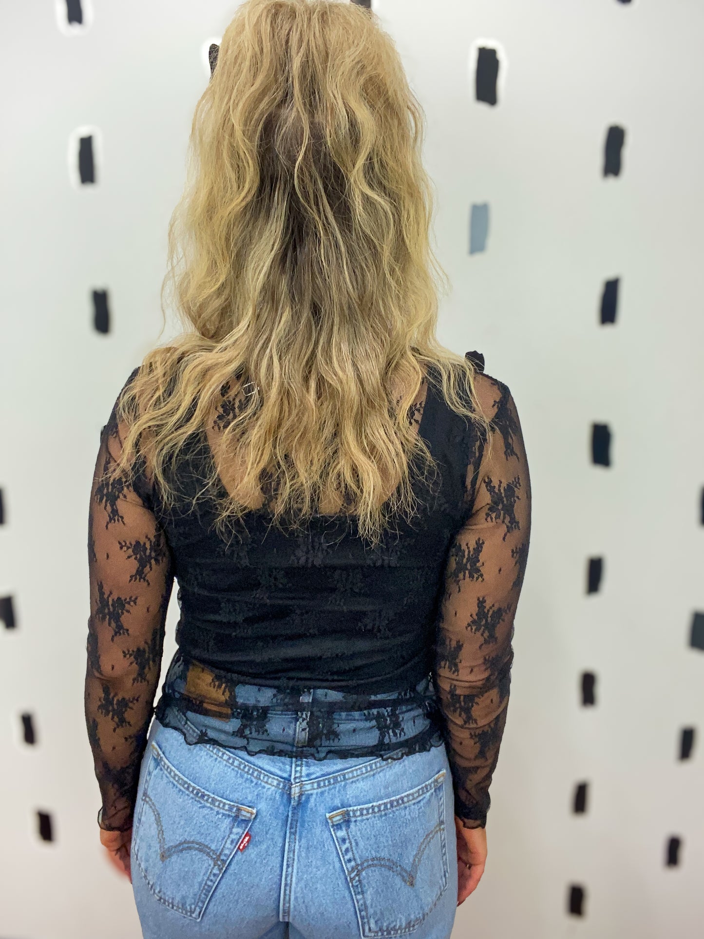 Black Lace See-Through Layering Top