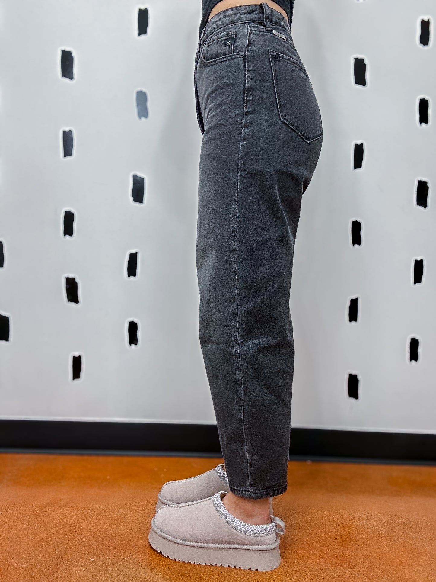 Dark Grey High Rise Balloon Jean