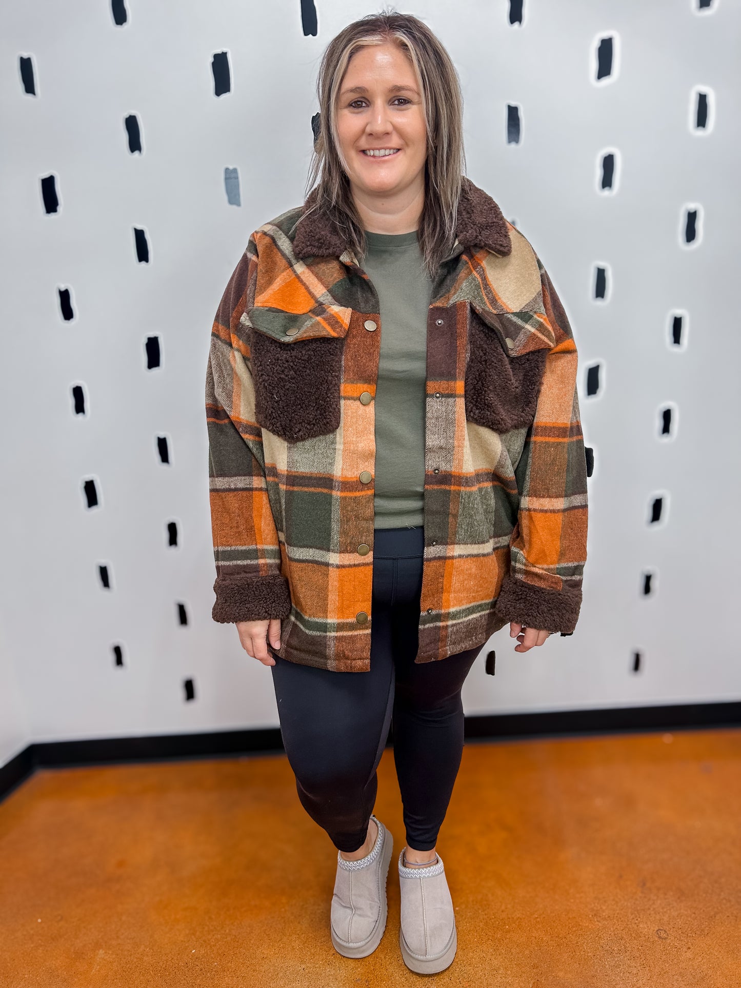 Rust Plaid Wool-Like Shacket