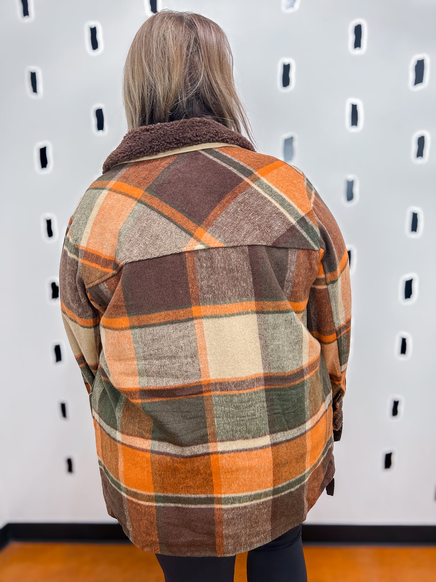 Rust Plaid Wool-Like Shacket