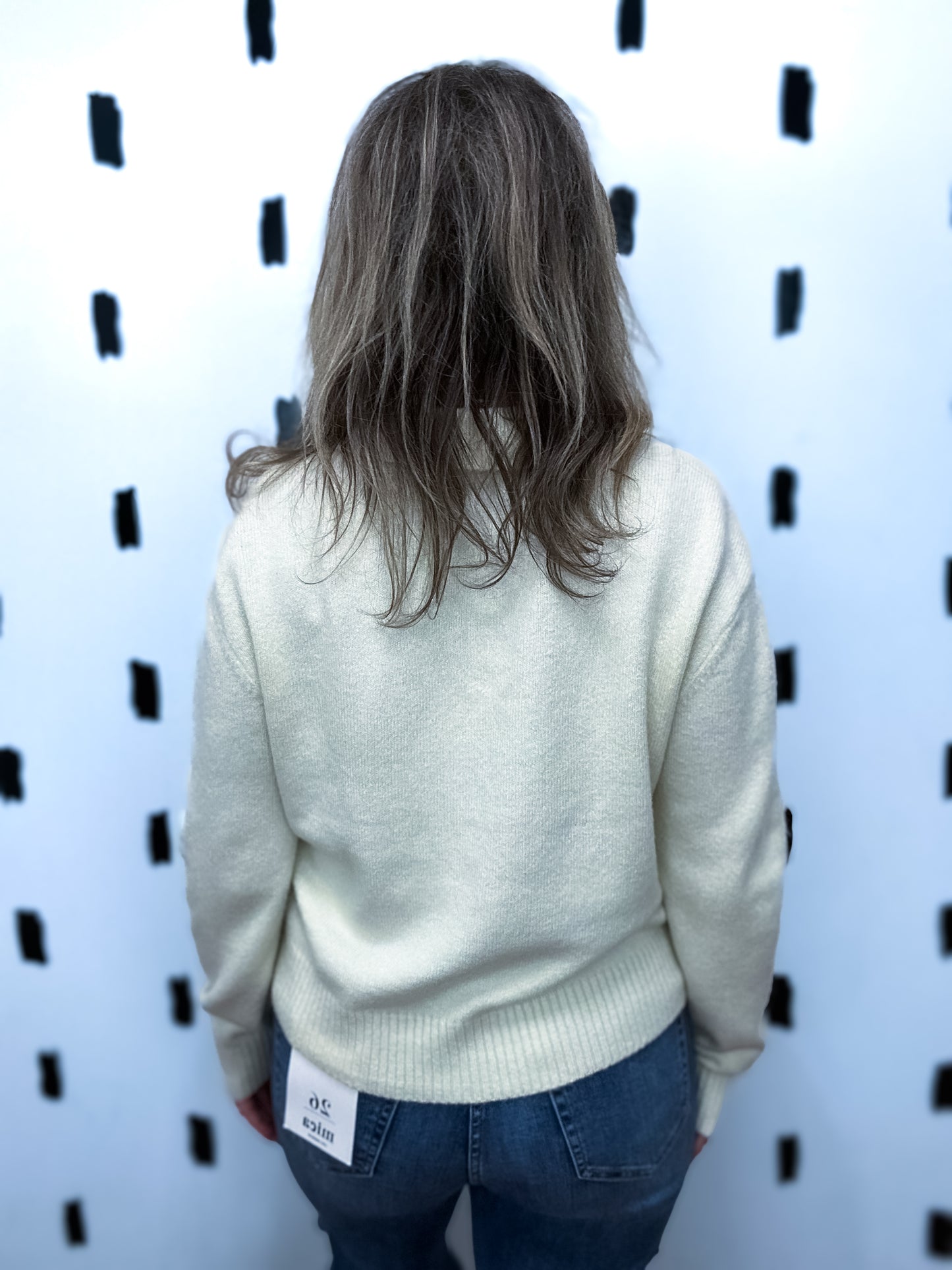 Cream Collared V-Neck Sweater