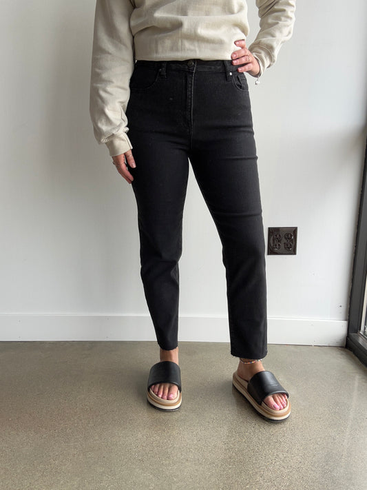 Black High Rise Crop BF Jean