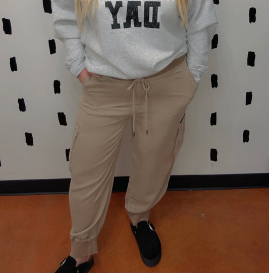 High Rise Cargo Jogger Tencel Pant