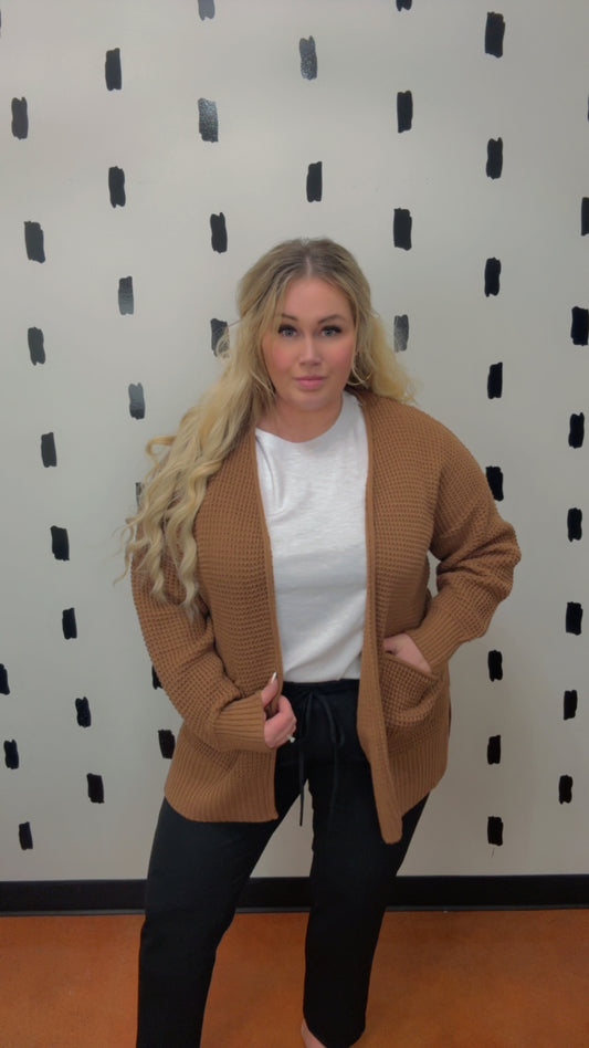 Deep Camel Waffle Cardi