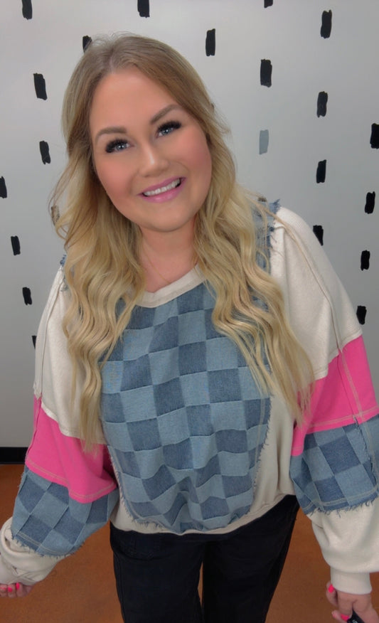 Washed Denim and Knit Mix n Match Top