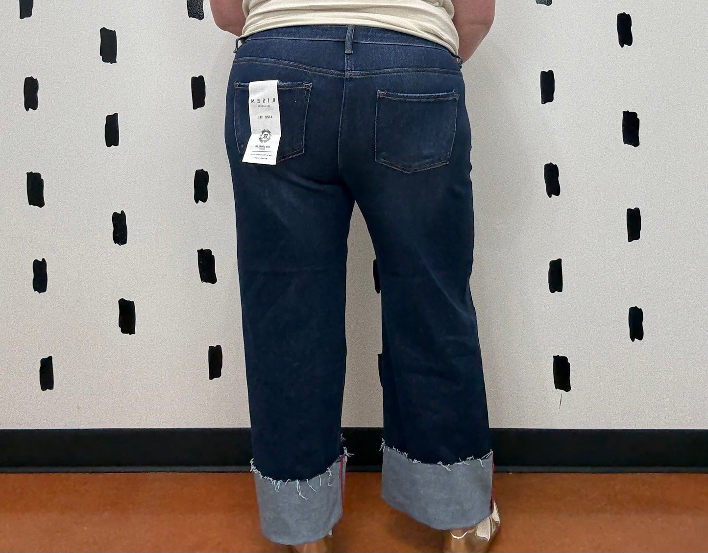 Tummy Control Mid Rise Crop Wide Cuffed Jean