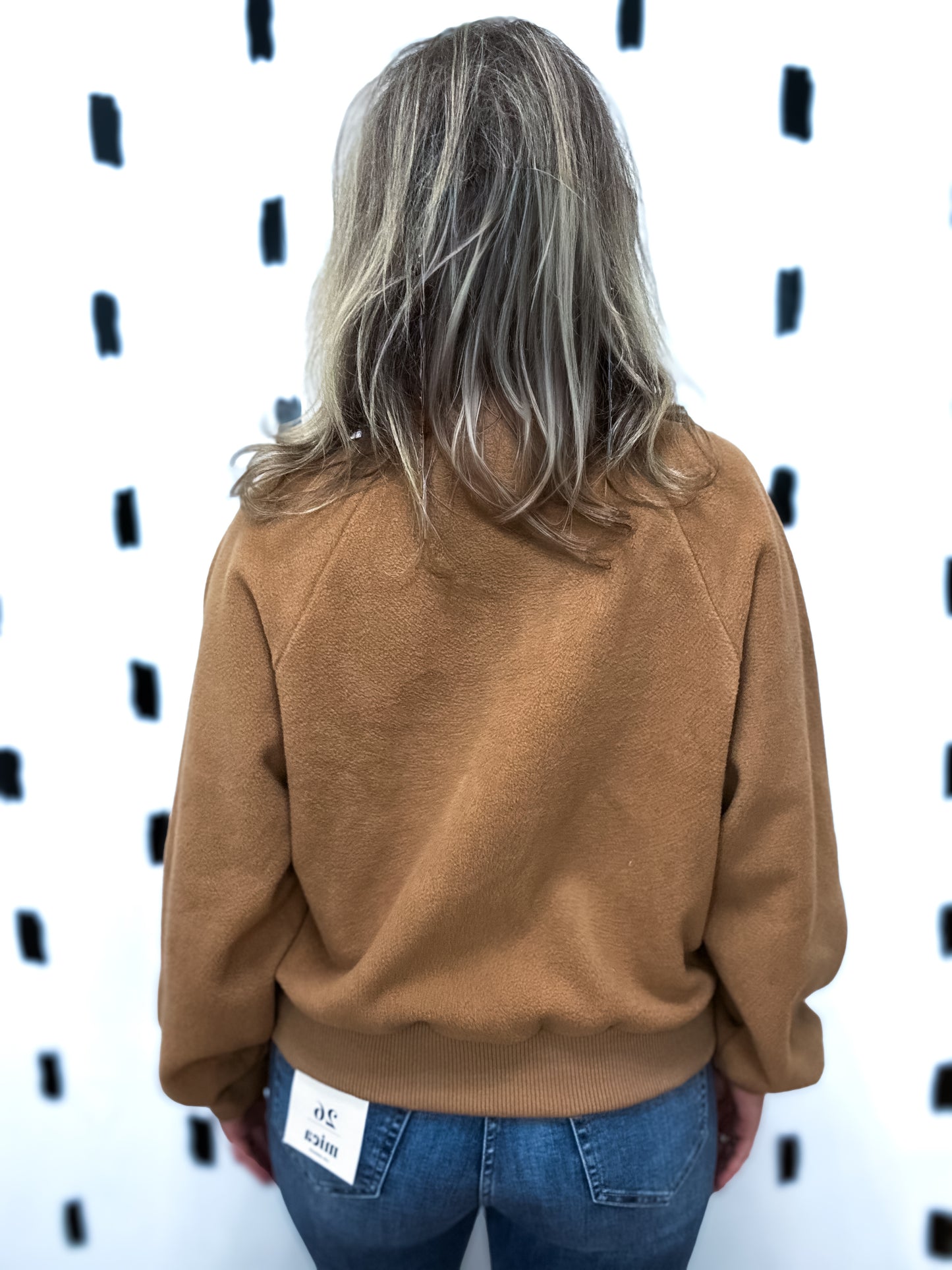 Camel Fleece Half-Placket Top