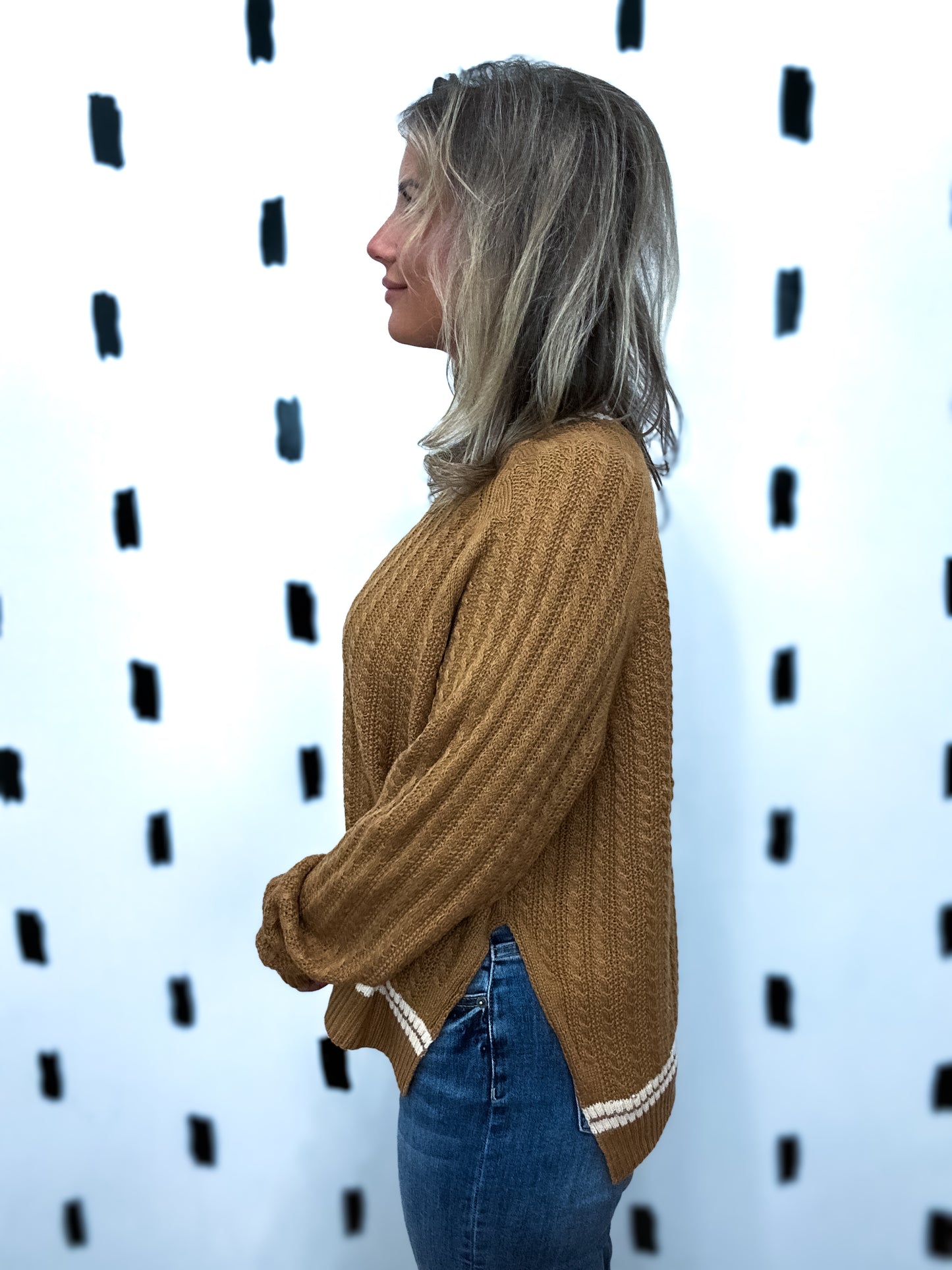 Camel Textured Knit Sweater
