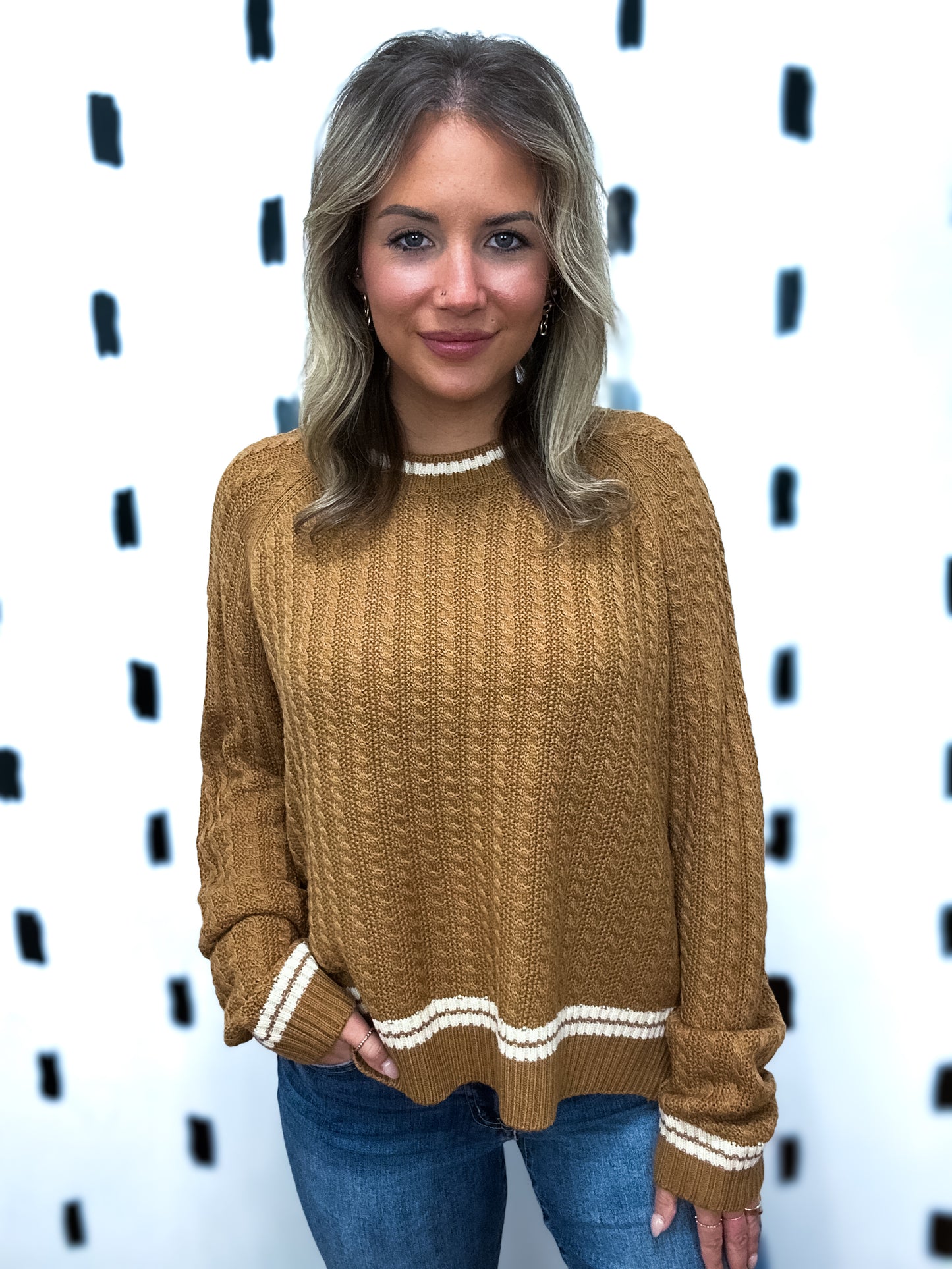 Camel Textured Knit Sweater