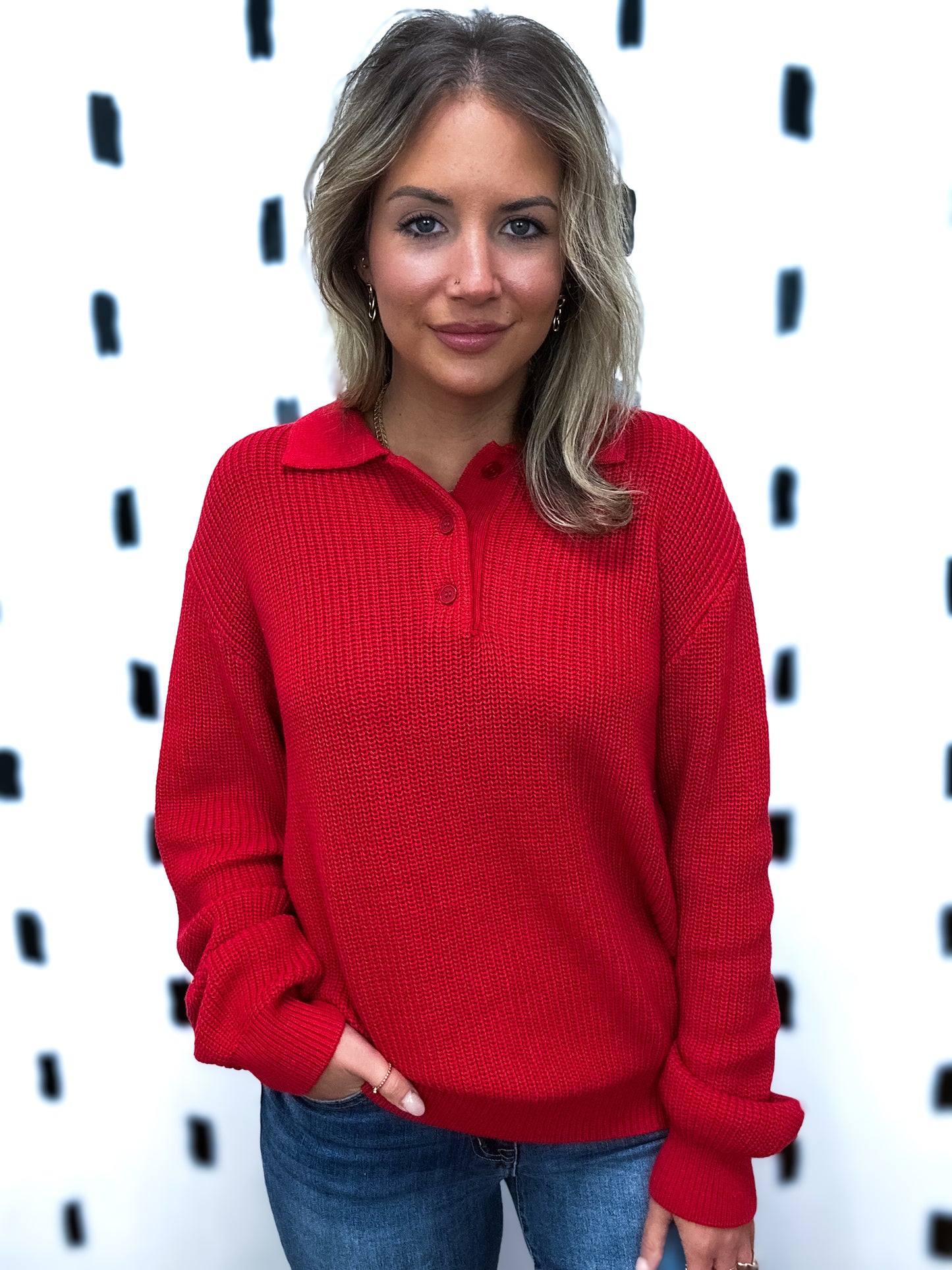 Red Collar Sweater
