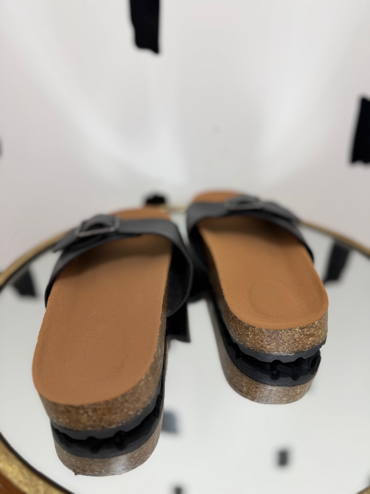Black Buckle Sandals