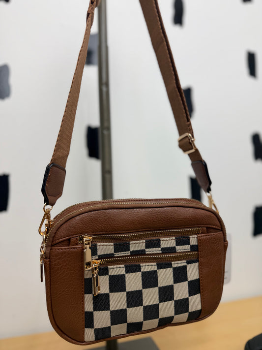 Checkered Crossbody Shoulder Bag