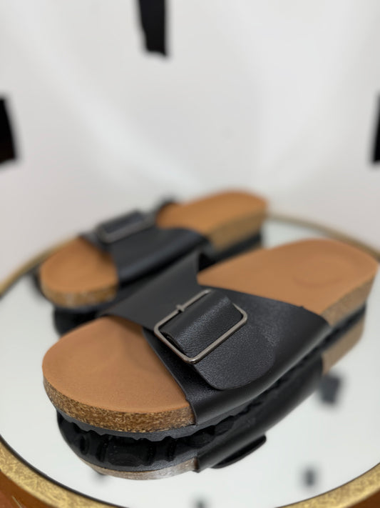 Black Buckle Sandals