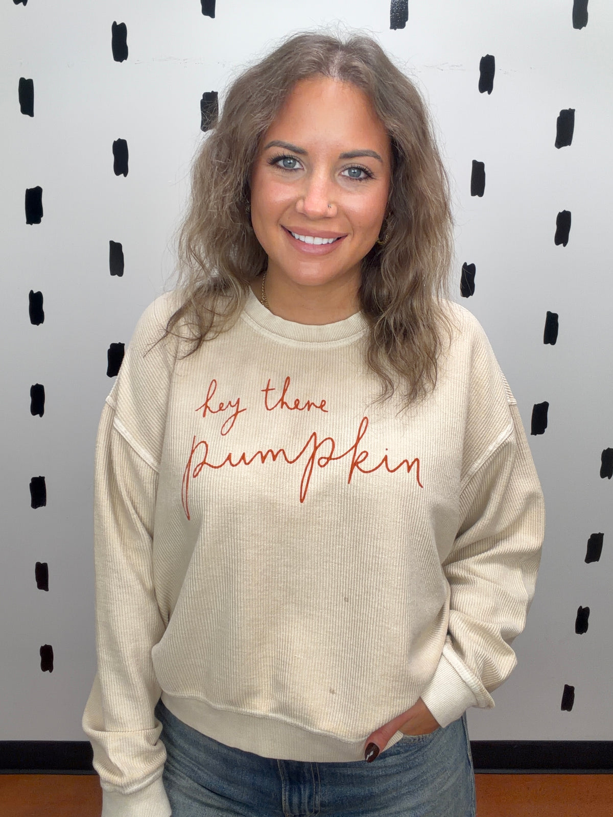 Dusty Vanilla Thermal Graphic Vintage Pullover