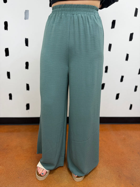 Ash Jade Wide Leg Elastic Waist Pants