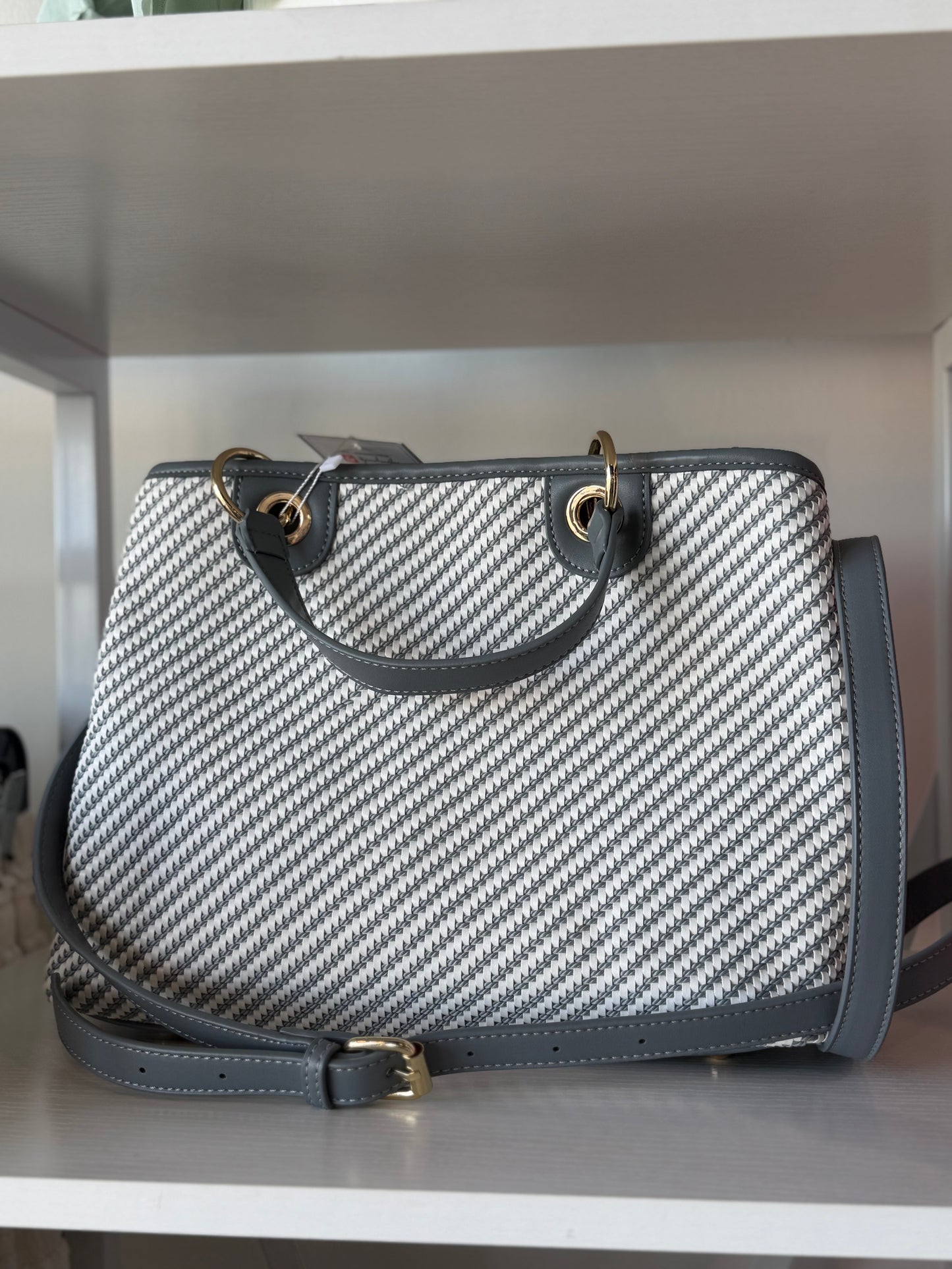 Grey/White Woven Bag