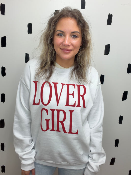 White Lover Girl Graphic Sweatshirt