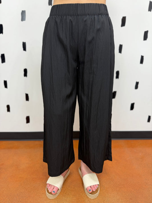 Black Flowy Wide Leg