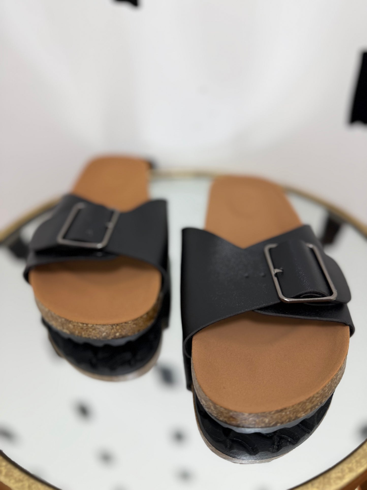 Black Buckle Sandals