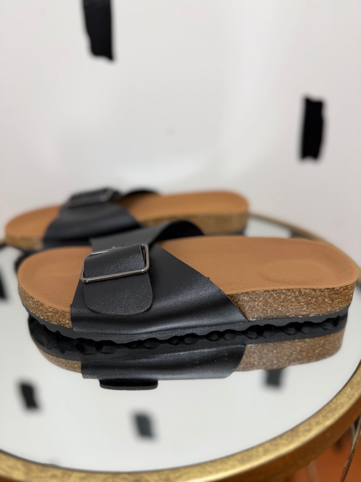 Black Buckle Sandals