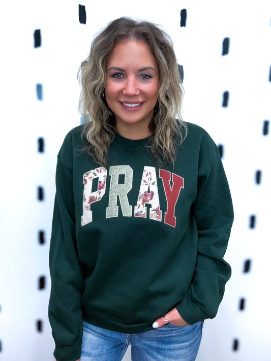 Pray Graphic Crew Neck Sweatshirt