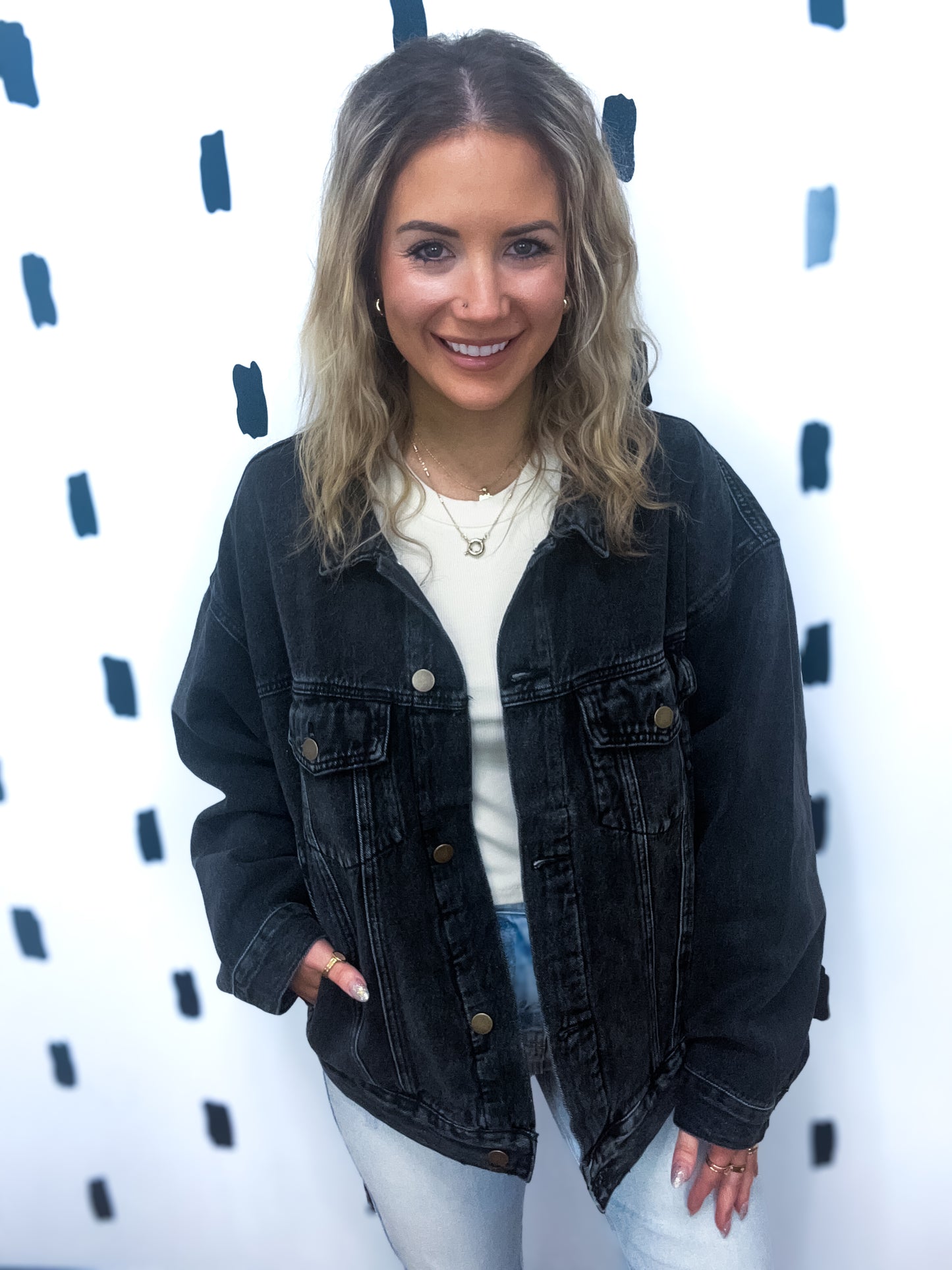 Charcoal Boxy Cut Denim Jacket