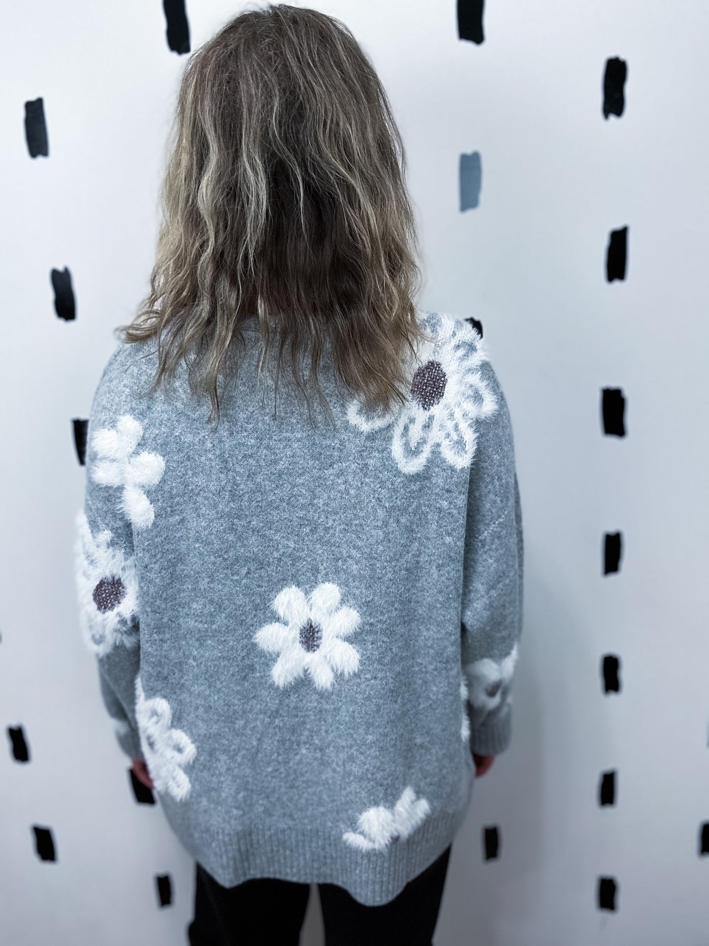 H.Grey Floral Button Front Cardigan