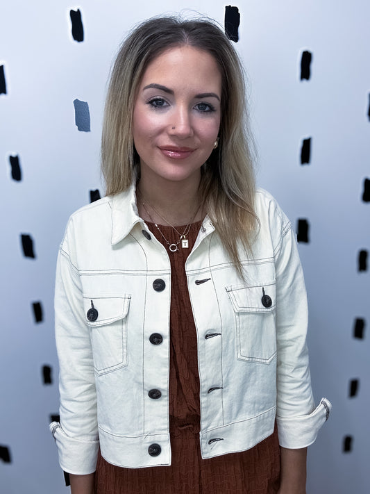 Sand Stitched Detail Denim Jacket