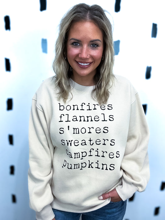 Beige Bonfires Graphic Sweatshirt