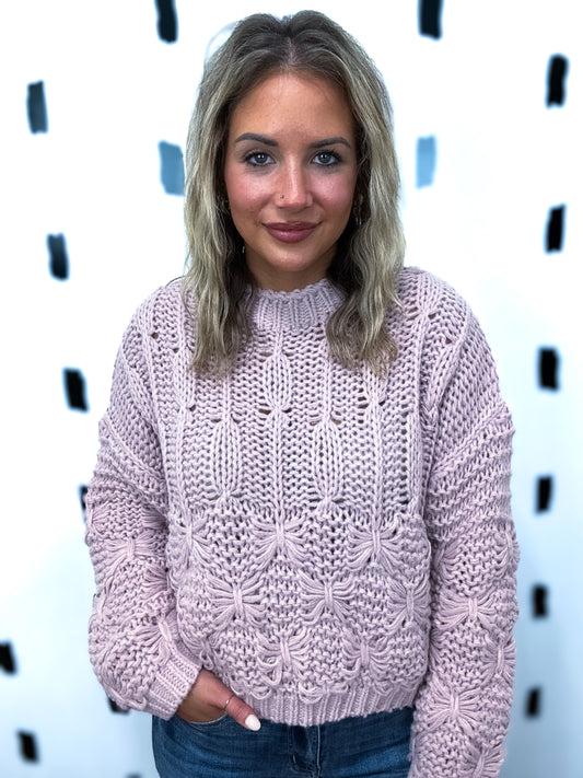 Rose Dust Chunky Cable Knit Sweater