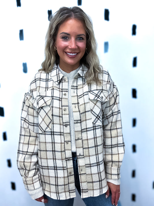 Cream Mix Checkered Shacket