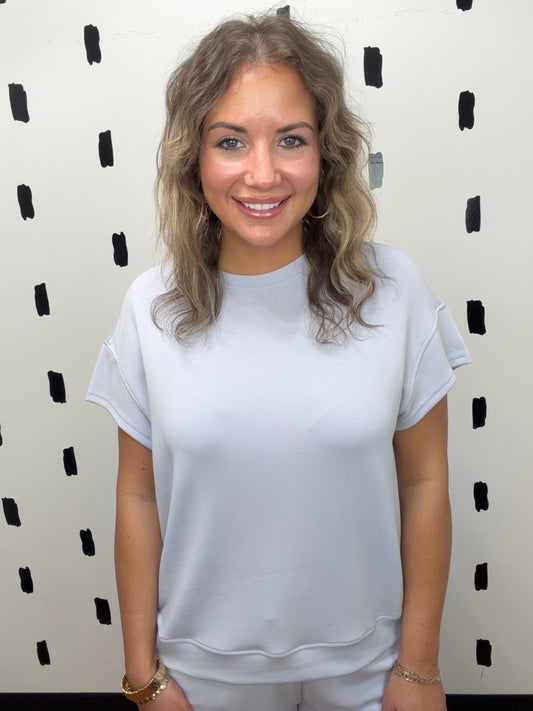 Pale Blue Cloud Short Sleeve Top