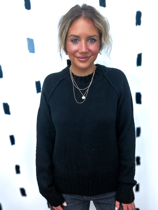 Black Solid Long Sleeve Sweater