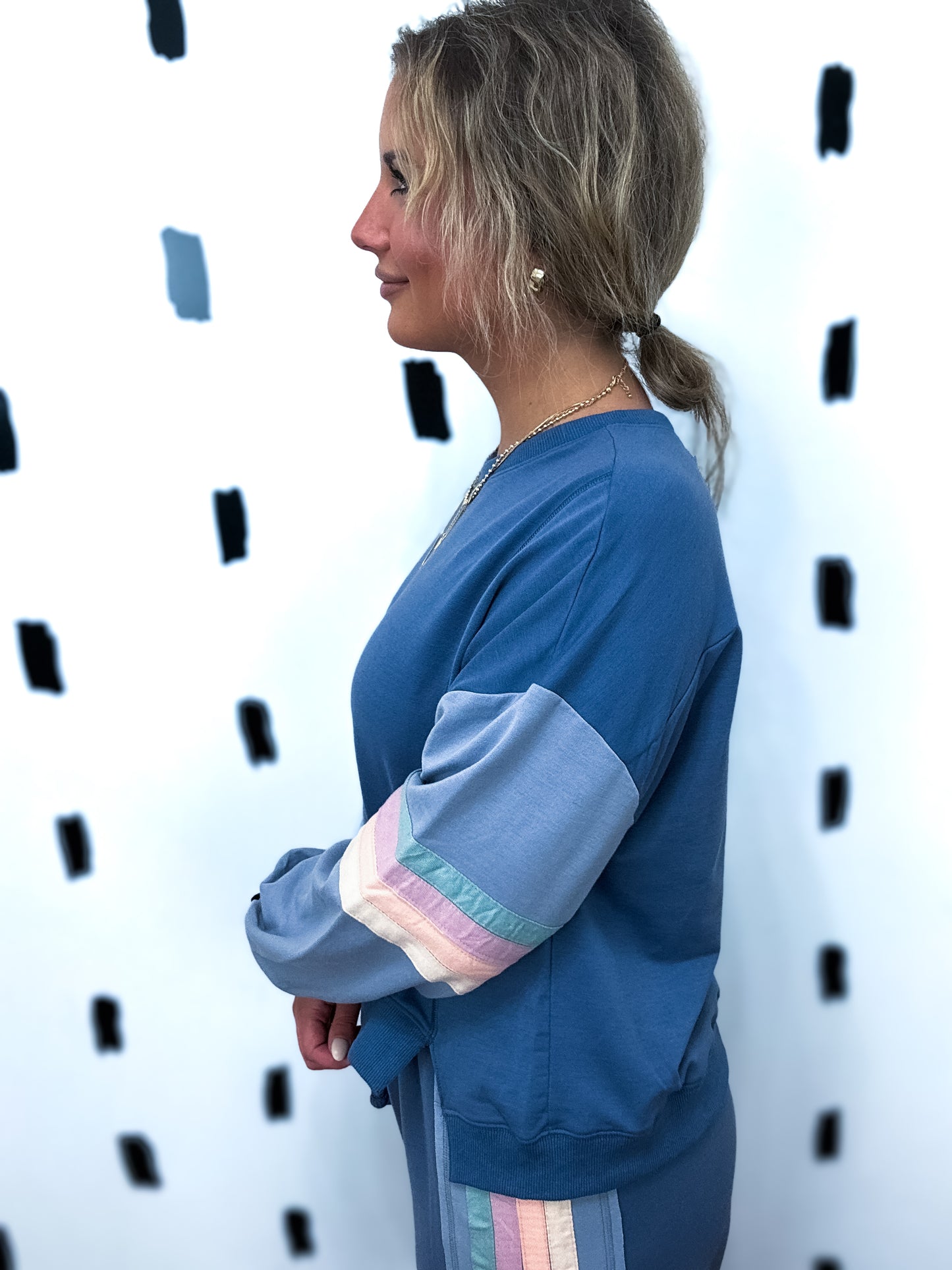 Denim Tape Detail Knit Top