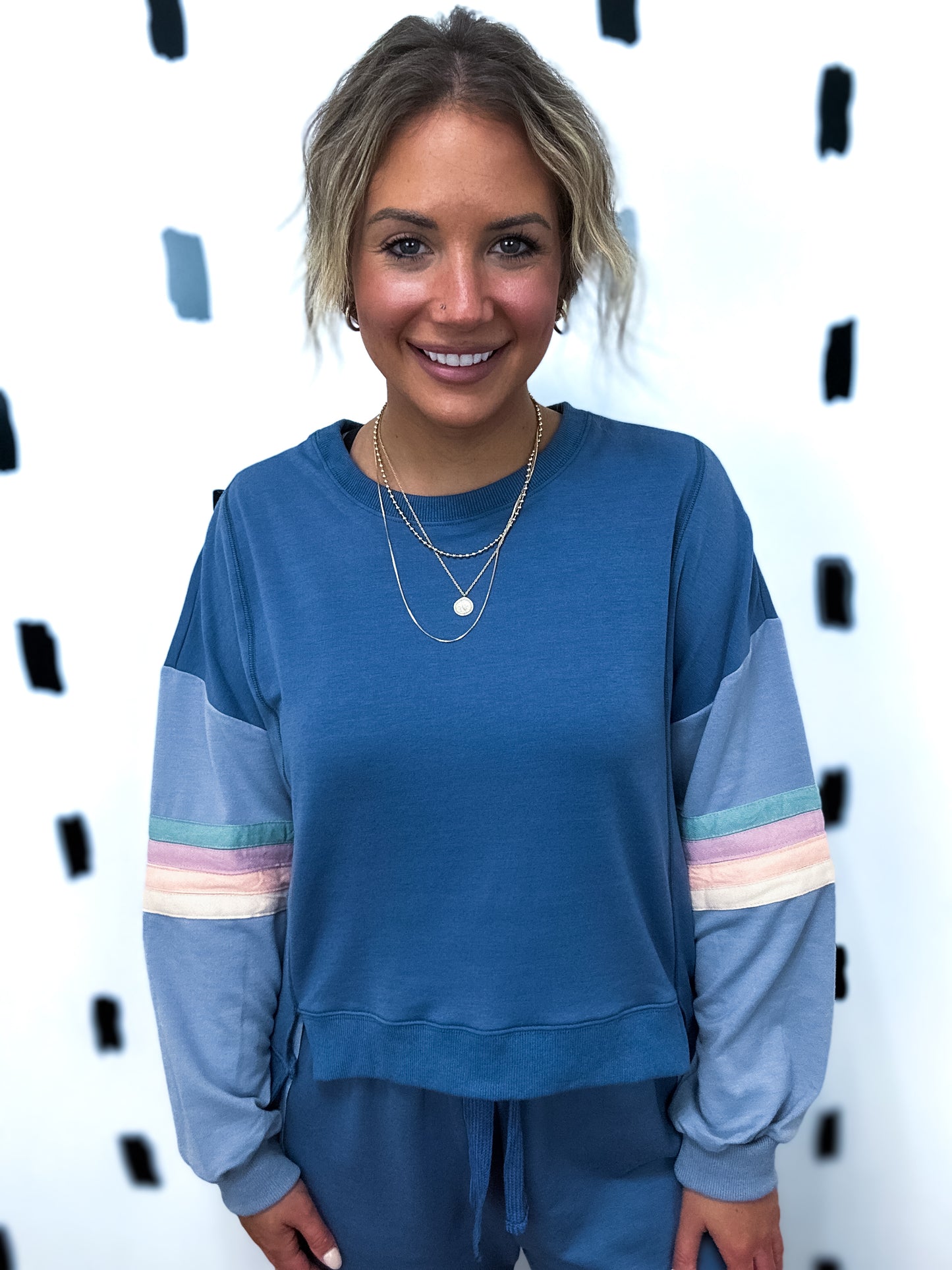 Denim Tape Detail Knit Top