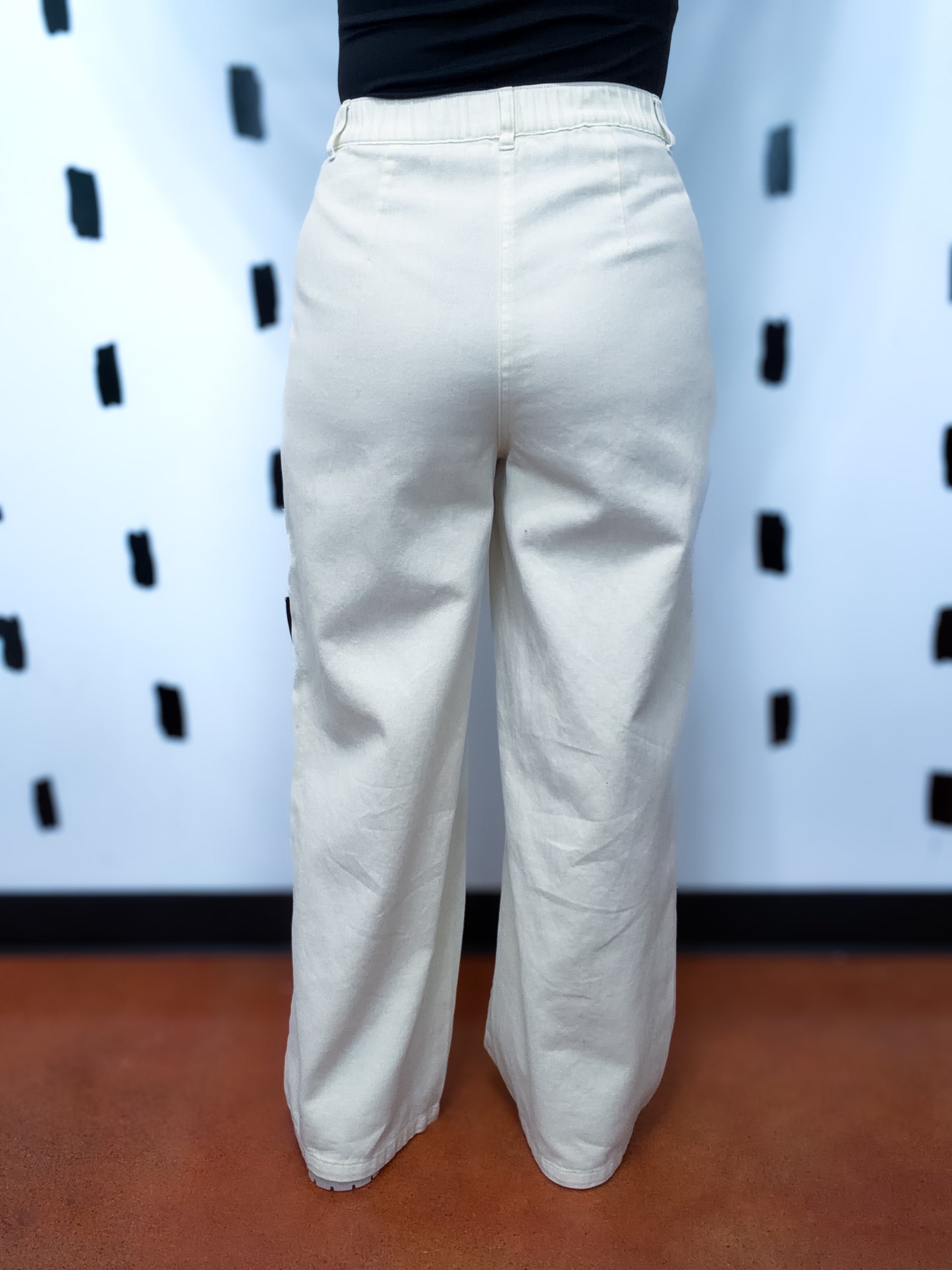 Cream High Waist Wide Leg Pants