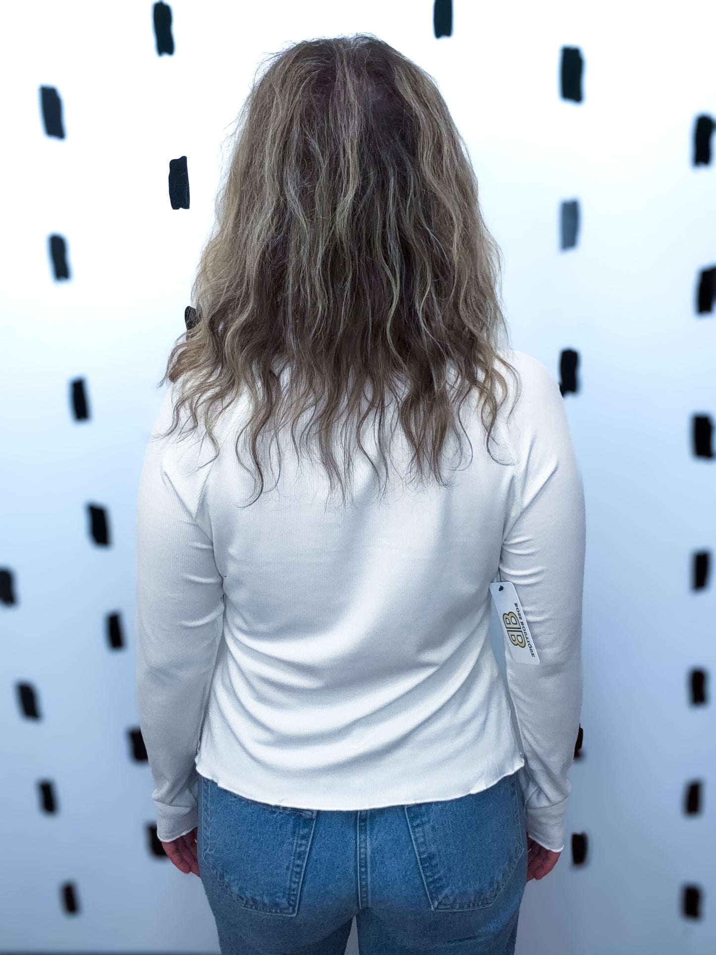 Lettuce Trim High Neck Long Sleeve Top